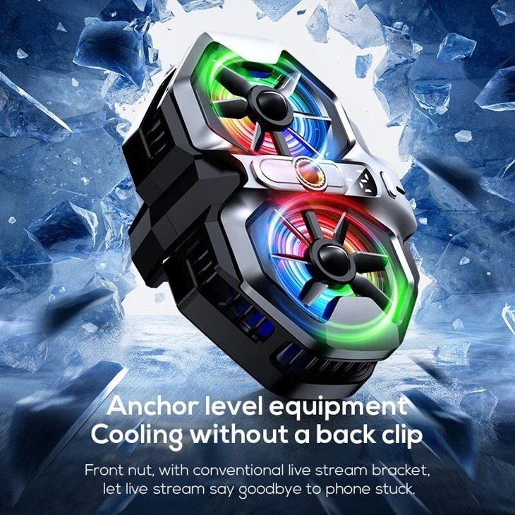 MEMO DL21 Cell Phone Cooling Fan Radiator Gaming Mobile Dual Fans Phone Cooler For Live Streaming Outdoor Vlog