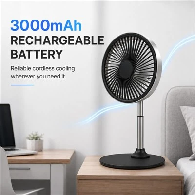 G13 Metal Base Telescopic Pole Fan 3-Speed Rechargeable Fan